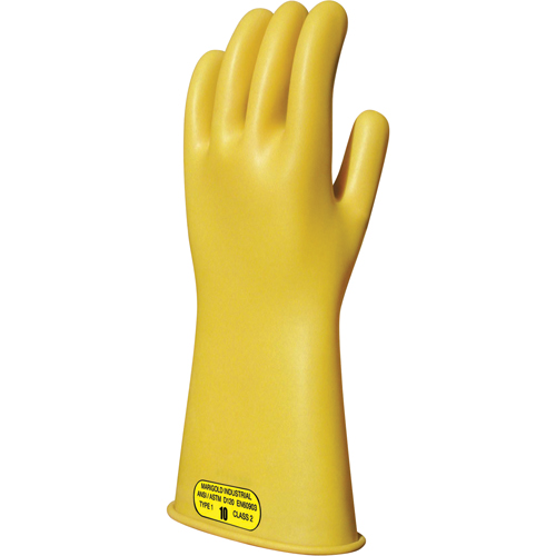 Gants isolants en caoutchouc naturel jaune, ASTM classe 2, Taille 8, 14" lo R.M.G. Prévention