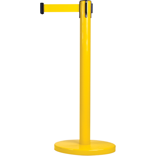 Free-Standing Crowd Control Barrier, Steel, 35" H, Yellow Tape, 7' Tape Length R.M.G. Prévention