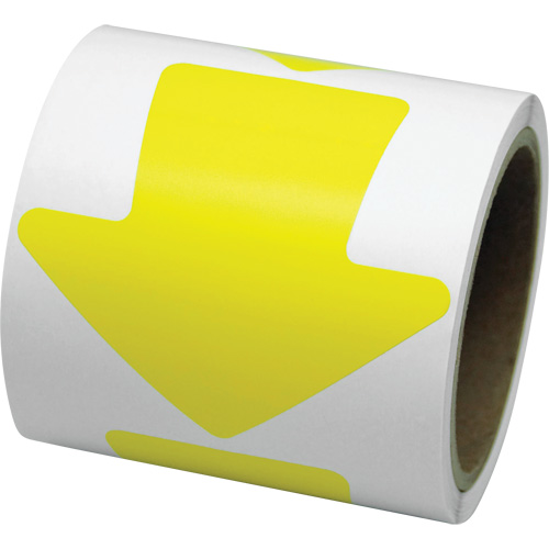 Coloured Floor Marking Decals, Arrow, 4" L x 4" W, Yellow, Vinyl R.M.G. Prévention