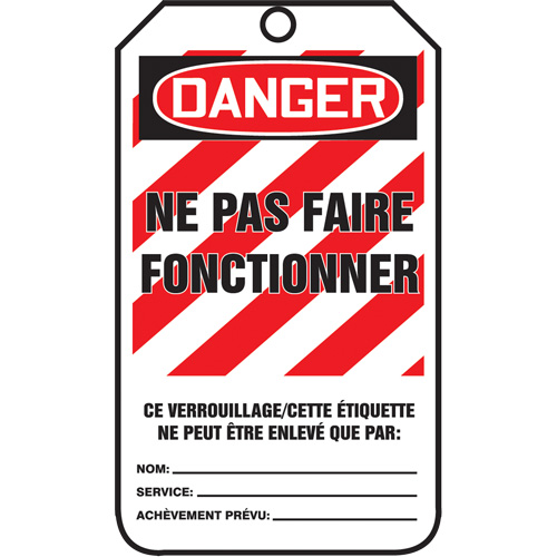 Lockout Tags, Cardstock, 3-1/8" W x 5-7/8" H, French R.M.G. Prévention