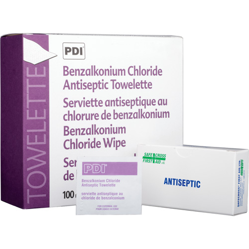 Benzalkonium Chloride Wipes, Towelette, Antiseptic R.M.G. Prévention
