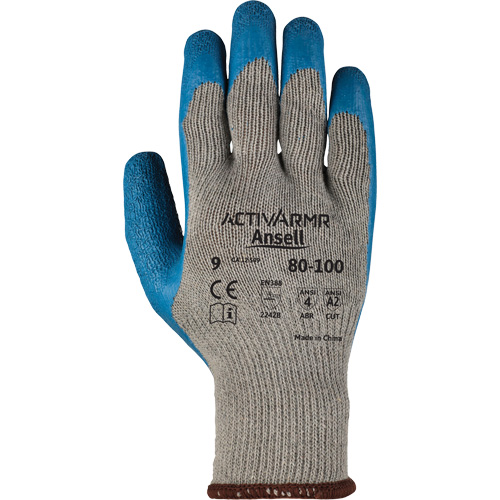Gants ActivArmr 80-100, 9/Grand, R&ecirc;vetement Latex de caoutchouc, Calibre 10, Enveloppe en Polyester/Coton R.M.G. Prévention