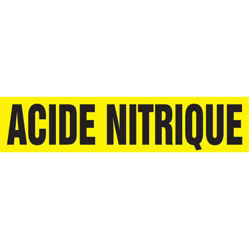 Marqueur de tuyau "Acid Nitrique", Autocollant, 4" h x 24" la, Noir sur jaune R.M.G. Prévention