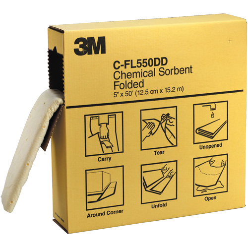 Folded Sorbents, Hazmat, 600" x 5", 10.5 gal. Absorbancy R.M.G. Prévention