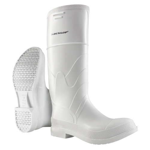 Bottes blanches, PVC, Embout Acier, Pointure 6, Semelle R&eacute;sistant aux perforations R.M.G. Prévention