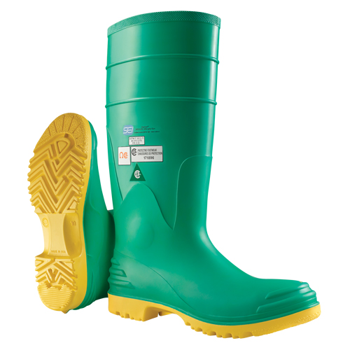 Bottes aux genoux Hazmax 16", PVC, Embout Acier, Pointure 14, Semelle R&eacute;sistant aux perforations R.M.G. Prévention
