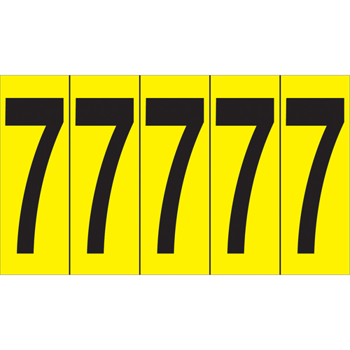 Individual Adhesive Number Markers, 7, 3-7/8" H, Black on Yellow R.M.G. Prévention