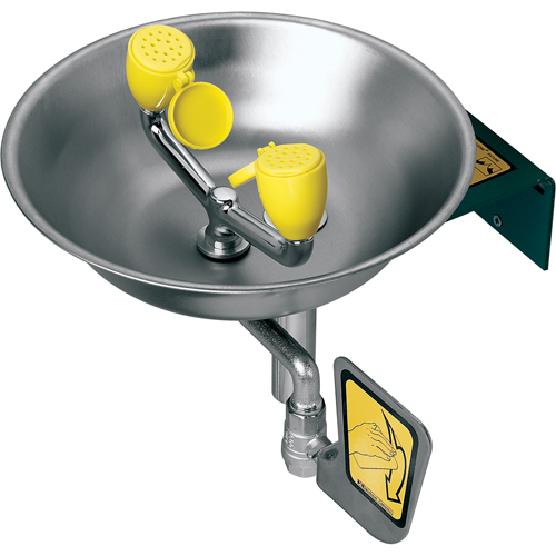 Poste de douche oculaire/faciale, Installation Montage mural, Bol Acier inoxydable R.M.G. Prévention