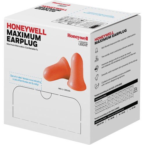 Bouchons d'oreilles en mousse Maximum de Howard Leight, Vrac - Sac en poly R.M.G. Prévention