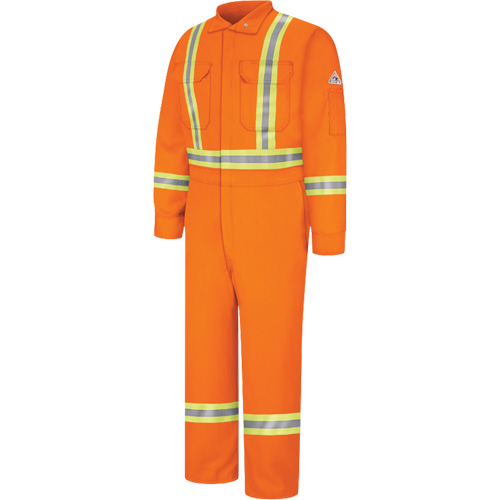 Flame-Resistant Coveralls with Reflective Trim, Size 38, Orange, 12.2 cal/cm² R.M.G. Prévention