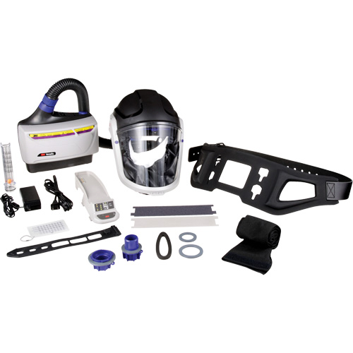Trousse industrielle lourde pour APR motoris&eacute; TR-600 de Versaflo, Capuchon & visi&egrave;re, Pile Lithium-ion R.M.G. Prévention