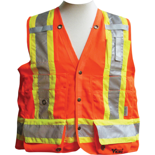 Vestes de s&eacute;curit&eacute; pour arpenteur, Orange haute visibilit&eacute;, Moyen, Polyester R.M.G. Prévention