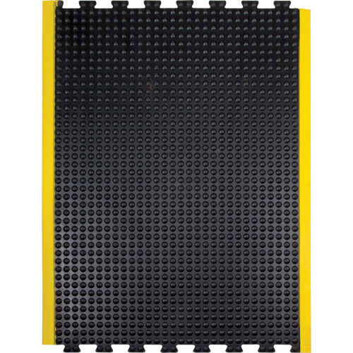 Tapis antifatigue en d&ocirc;me, &agrave; bulles, 3' x 4' x 1/2", Noir, Caoutchouc R.M.G. Prévention