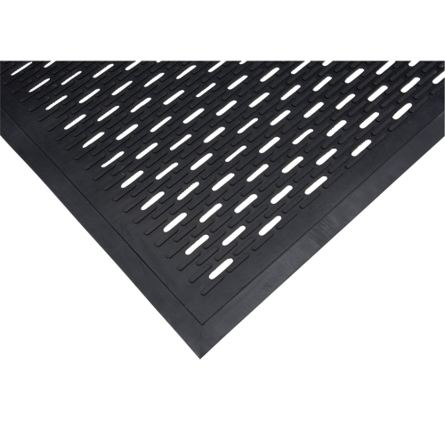 Low-Profile Matting, Rubber, Scraper Type, Slotted Pattern, 3' x 5', Black R.M.G. Prévention