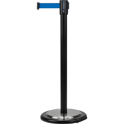 Free-Standing Crowd Control Barrier, Steel, 35" H, Blue Tape, 7' Tape Length R.M.G. Prévention