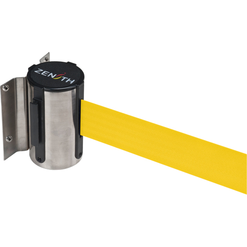 Wall Mount Barrier, Steel, Screw Mount, 7', Yellow Tape R.M.G. Prévention