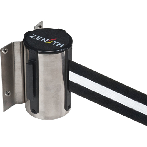 Wall Mount Barrier, Steel, Screw Mount, 7', Black/White Tape R.M.G. Prévention