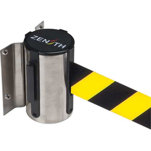 Wall Mount Barrier, Steel, Screw Mount, 7', Black/Yellow Tape R.M.G. Prévention