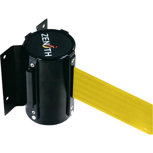 Wall Mount Barrier, Steel, Screw Mount, 12', Yellow Tape R.M.G. Prévention