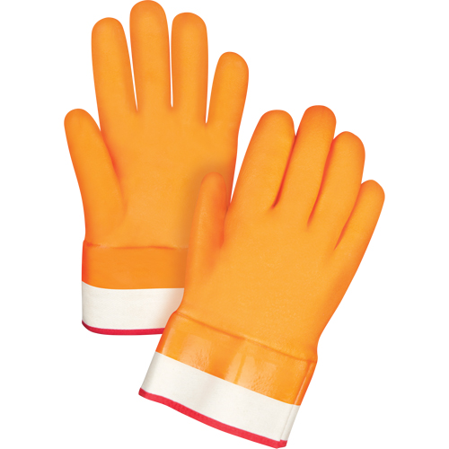 Winter-Lined Chemical-Resistant Gloves, Size Large/9, 10" L, PVC, Foam Fleece Inner Lining, Winter Weight R.M.G. Prévention
