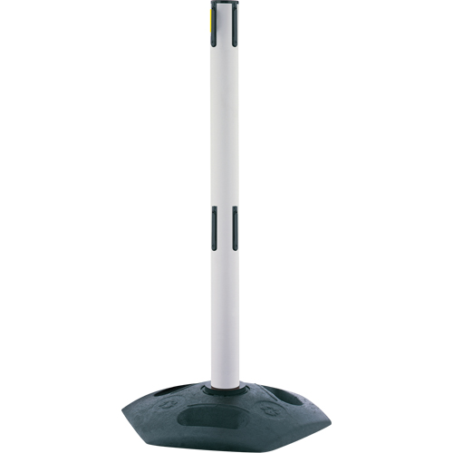 Poteau receveur robuste &agrave; ligne double, Hauteur de 38", Blanc R.M.G. Prévention