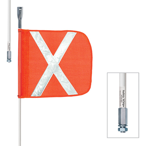 Tiges de s&eacute;curit&eacute; robustes Safety Whip, Fixation Filet&eacute;, Hauteur 3', Orange R.M.G. Prévention