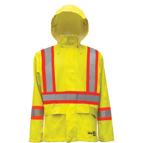 Hi-Vis FR/PU Safety Rain Jackets, Small, High Visibility Lime-Yellow R.M.G. Prévention