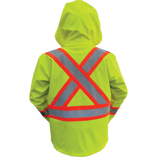 Hi-Vis FR/PU Safety Rain Jackets, Small, High Visibility Lime-Yellow R.M.G. Prévention