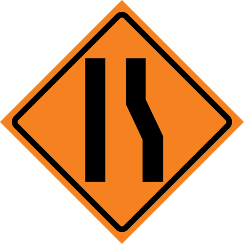 Merge Left Roll-Up Traffic Sign, 29-1/2" x 29-1/2", Vinyl, Pictogram R.M.G. Prévention