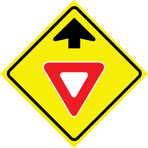 "Yield Ahead" Roll-Up Traffic Sign, 36" x 36", Vinyl, Pictogram R.M.G. Prévention