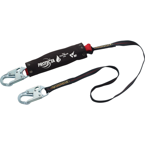 Pro Pack Hot Work Shock-Absorbing Lanyard, 6', Snap Hook Center, Snap Hook Leg Ends, Kevlar&reg; R.M.G. Prévention