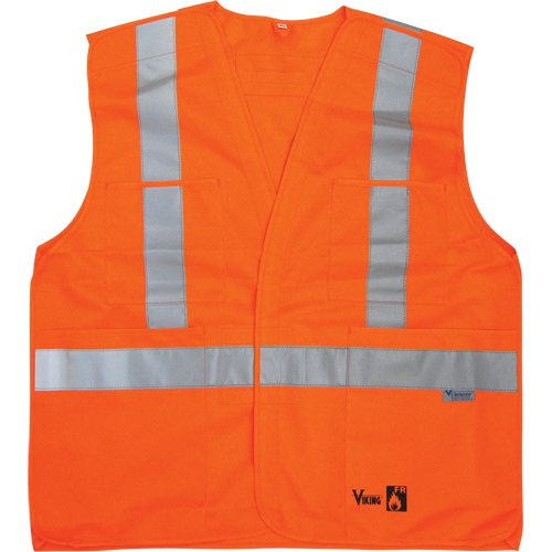 Vestes de s&eacute;curit&eacute; ignifug&eacute;es, Orange haute visibilit&eacute;, Moyen/Petit, Polyester R.M.G. Prévention