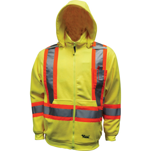 Chandail &agrave; capuchon de s&eacute;curit&eacute; en molleton, Polyester, Petit, Jaune lime haute visibilit&eacute; R.M.G. Prévention