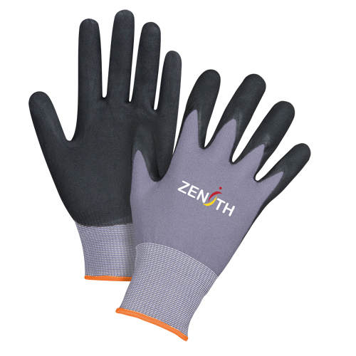 Gants ZX-1 de premi&egrave;re qualit&eacute; compatibles avec les &eacute;crans tactiles, 7/Petit, R&ecirc;vetement Nitrile/Mousse de nitrile, Calibre 15, Enveloppe en Nylon R.M.G. Prévention