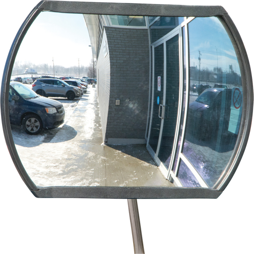 Roundtangular Convex Mirror with Telescopic Arm, 12" H x 18" W, Indoor/Outdoor R.M.G. Prévention