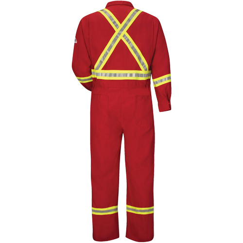 Flame-Resistant Deluxe Coveralls with Reflective Trim, Size 38, Red, 5.6 cal/cm² R.M.G. Prévention