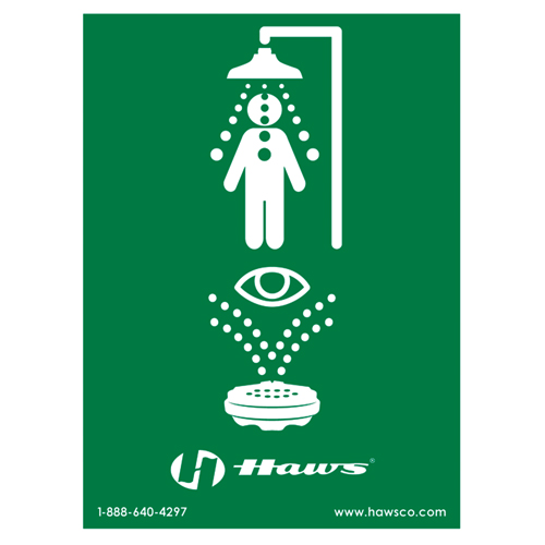 Enseigne douche/douche oculaire d'urgence, 24" x 18", Plastique, Pictogramme R.M.G. Prévention