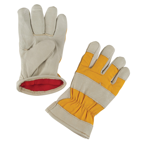 Gants de travail doubl&eacute;s pour l'hiver de premi&egrave;re qualit&eacute;, Moyen, Paume en Cuir fleur de porc, Doublure en Molleton de mousse R.M.G. Prévention