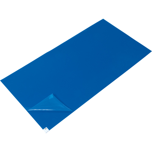 Tapis pelables de rechange pour salle blanche, &eacute;paisseur 1,57 mils, 1-1/2' la, 3-3/4' lo x Bleu R.M.G. Prévention
