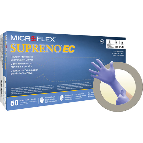 Supreno&reg; EC Gloves, Small, Nitrile, 5.5-mil, Powder-Free, Purple, Class 2 R.M.G. Prévention