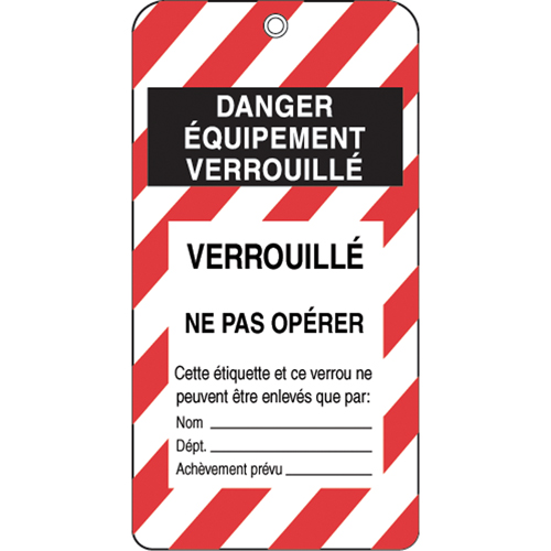 &eacute;tiquettes de verrouillage, Plastique, 3" la x 5-3/4" h, Français R.M.G. Prévention