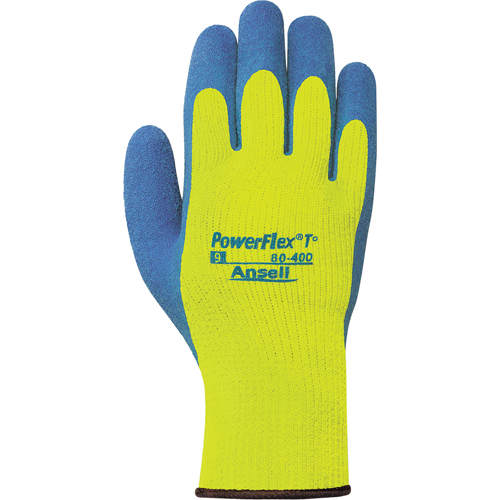 Gants PowerFlex T° Hi Viz 80-400, 7/Petit, R&ecirc;vetement Latex de caoutchouc, Calibre 7, Enveloppe en Tissu &eacute;ponge R.M.G. Prévention