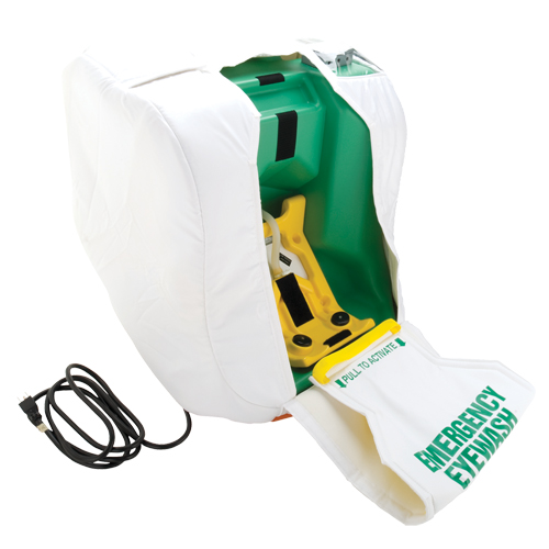 Poste de douche oculaire portable et chauff&eacute;, Aliment&eacute; par gravit&eacute;, Capacit&eacute; 16 gal., Conformit&eacute; ANSI Z358.1 R.M.G. Prévention