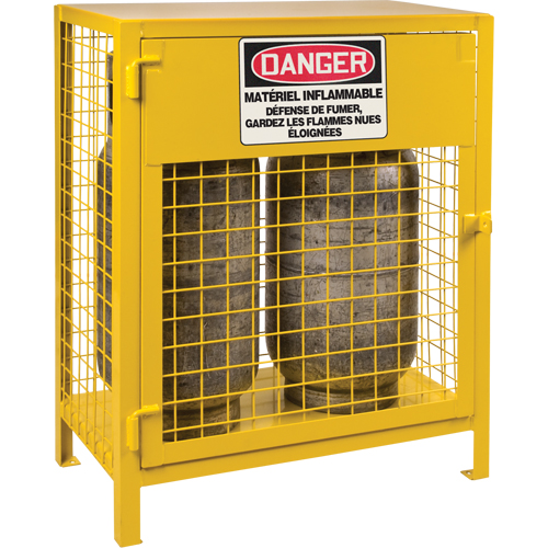 Gas Cylinder Cabinets, 2 Cylinder Capacity, 30" W x 17" D x 37" H, Yellow R.M.G. Prévention