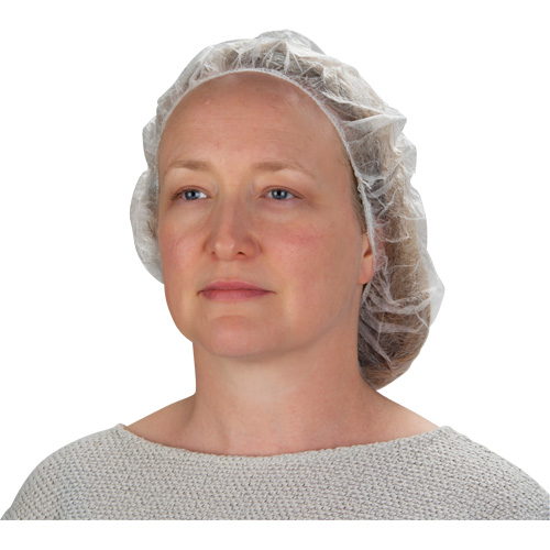 Non-Woven Bouffant Caps, Polypropylene, 21"/Large, White R.M.G. Prévention
