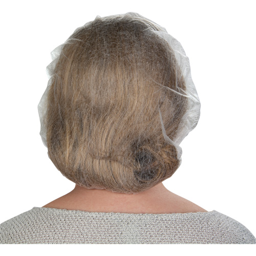 Non-Woven Bouffant Caps, Polypropylene, 21"/Large, White R.M.G. Prévention