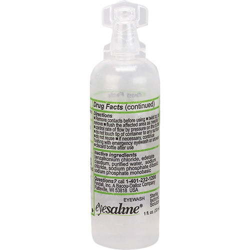 Bouteilles de solution saline pour douche oculaire, Bouteille Plein, 1 oz R.M.G. Prévention