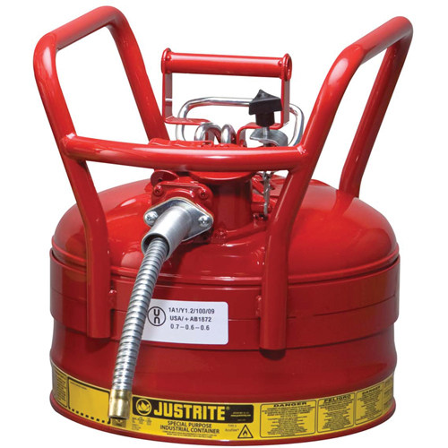 D.O.T. AccuFlow Safety Cans, Type II, Steel, 2.5 US gal., Red, FM Approved R.M.G. Prévention