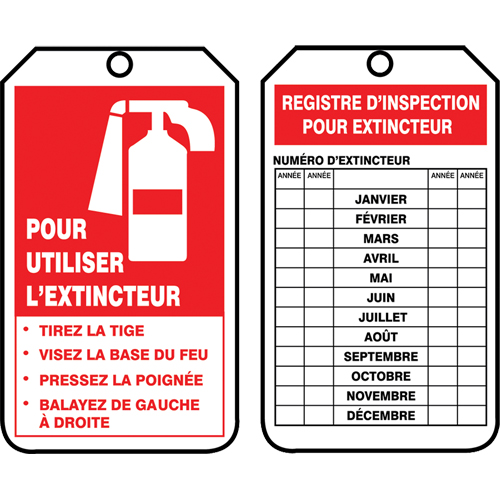 Inspection Tags, Plastic, 3-1/8" W x 5-7/8" H, French R.M.G. Prévention