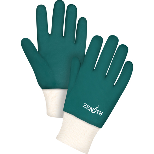 Double Dipped Green Gloves, 10" L, PVC, Cotton Jersey Inner Lining, 70-mil R.M.G. Prévention
